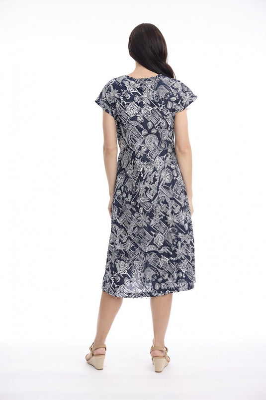 Orientique Womens Cassis Dress Bias Pockets