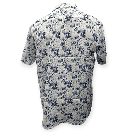 Cipollini Gold Mens Linen/Bamboo Short Sleeve Shirt - Floral Ink