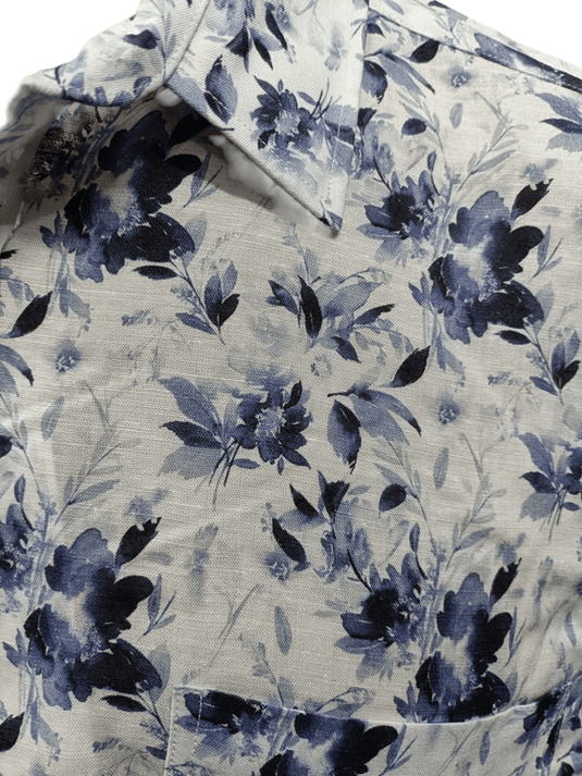 Cipollini Gold Mens Linen/Bamboo Short Sleeve Shirt - Floral Ink