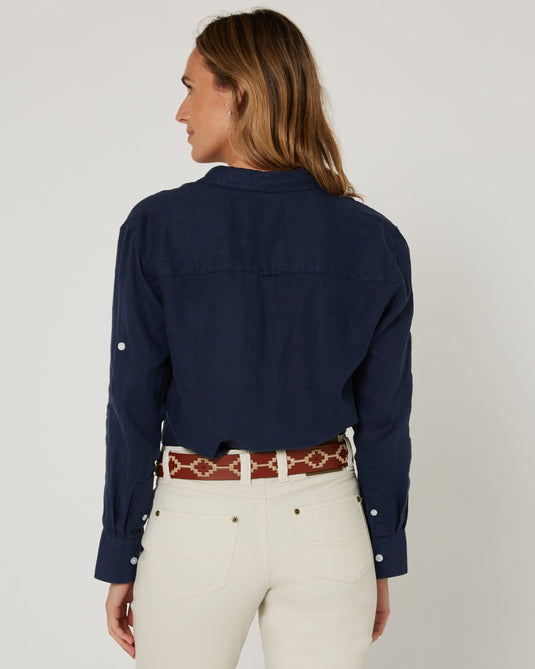 Pilbara Womens Florence Classic Linen Shirt - Navy