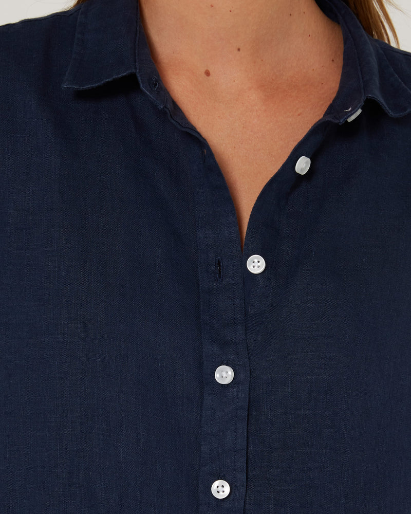 Load image into Gallery viewer, Pilbara Womens Florence Classic Linen Shirt - Navy
