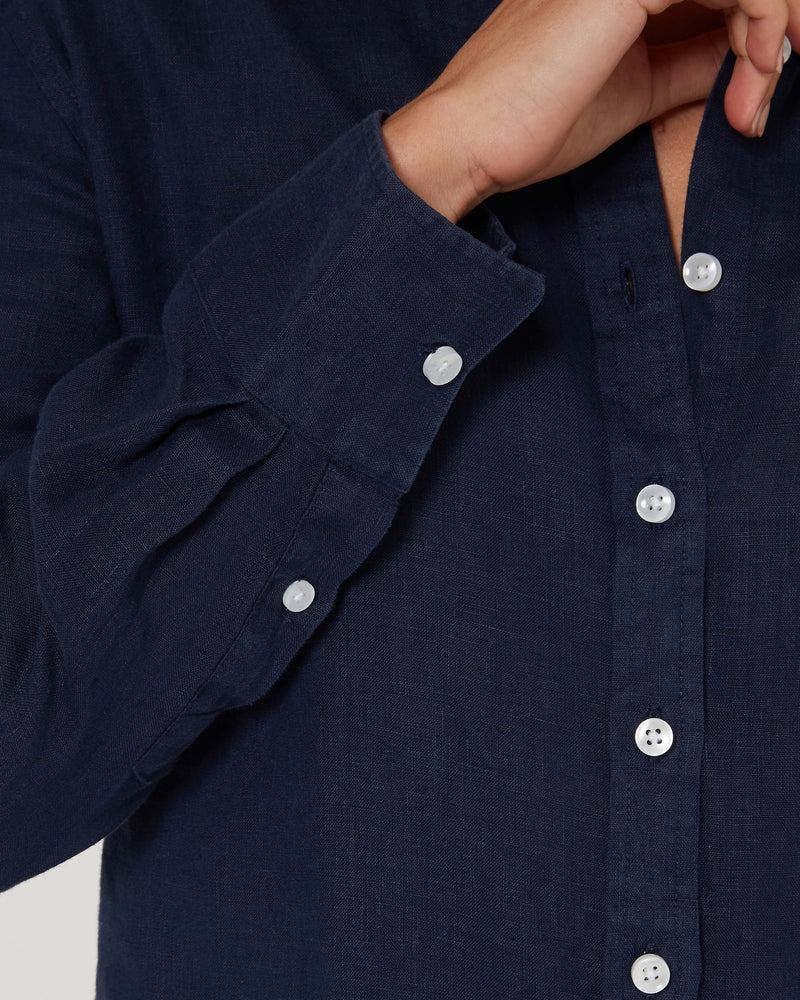 Load image into Gallery viewer, Pilbara Womens Florence Classic Linen Shirt - Navy
