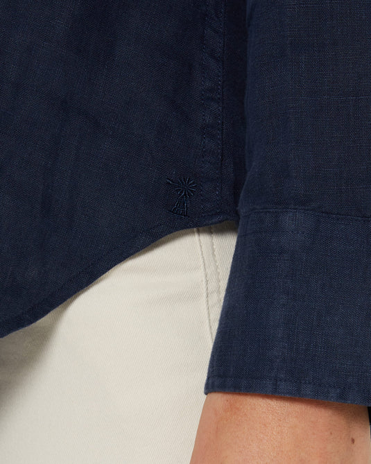 Pilbara Womens Florence Classic Linen Shirt - Navy