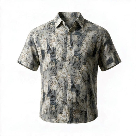 Cipollini Gold Mens Short Sleeve Linen/Bamboo Shirt - Green Mix