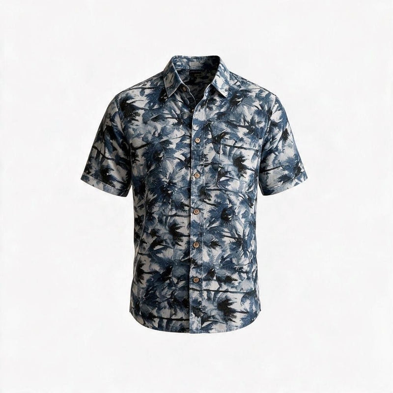 Load image into Gallery viewer, Cipollini Gold Mens Short Sleeve Bamboo Shirt -  Blue Palm Trees
