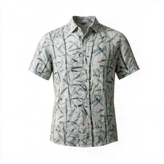 Cipollini Gold Mens Short Sleeve Bamboo Shirt - Bamboo Tree Print