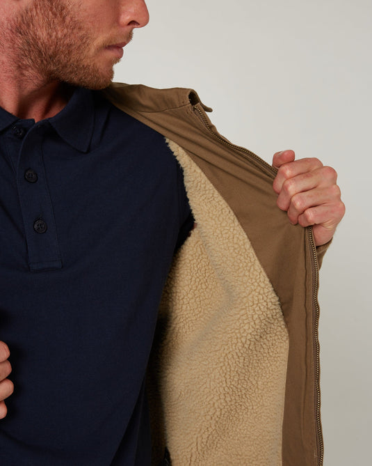 Pilbara Mens Sherpa Bomber Jacket - Whisky