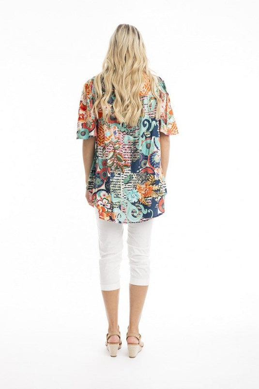 Orientique Womens Yakushima Oversize Top - Print