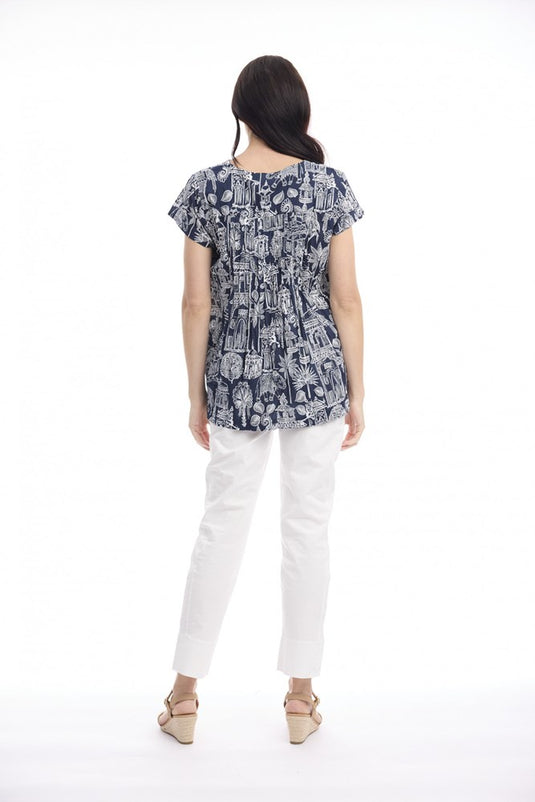 Orientique Womens Cassis Top Pleated