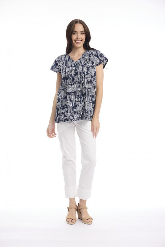 Orientique Womens Cassis Top Pleated