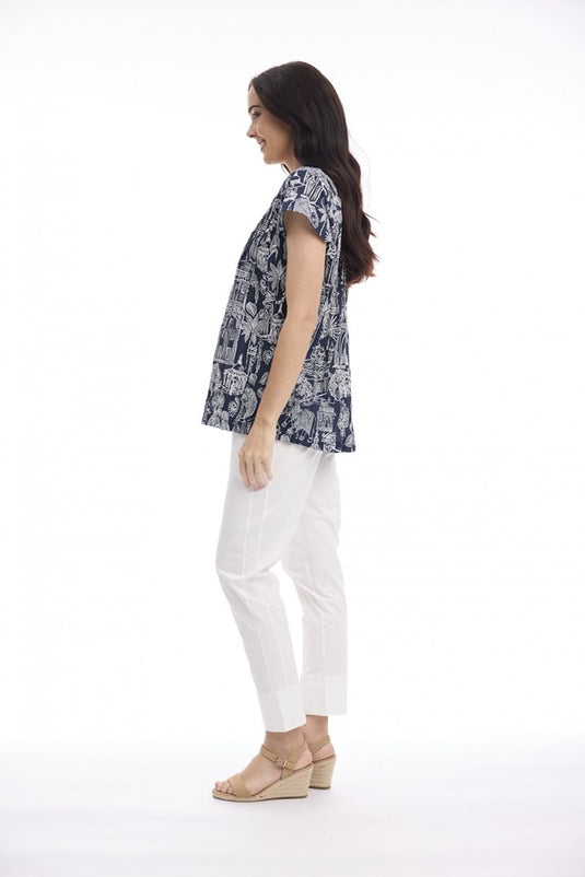 Orientique Womens Cassis Top Pleated