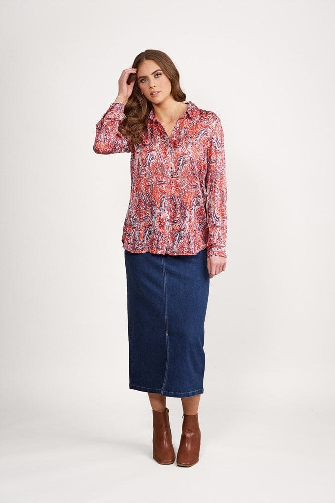 Load image into Gallery viewer, Vassalli Womens Long Sleeve Shirt - Button Placket Back
