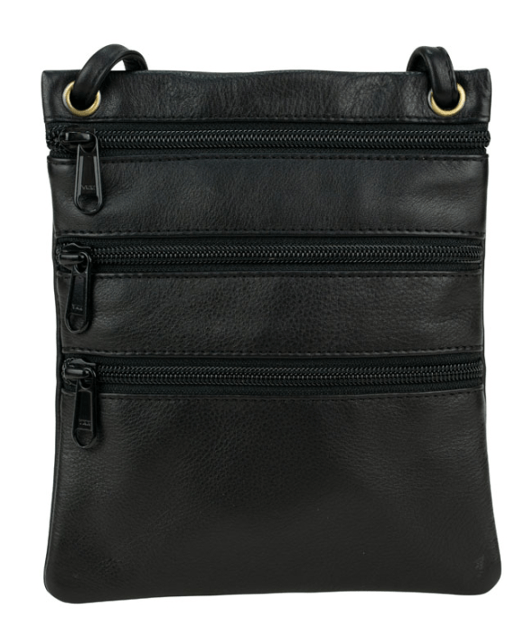 Load image into Gallery viewer, Franco Bonini Womens 3 Front Zip Sling Crossbody Bag
