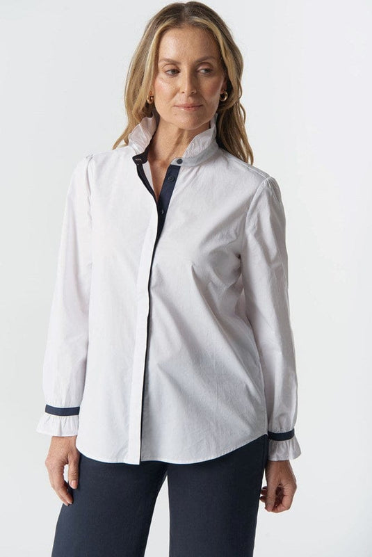 Goondiwindi Cotton Sky Frill Neck Shirt