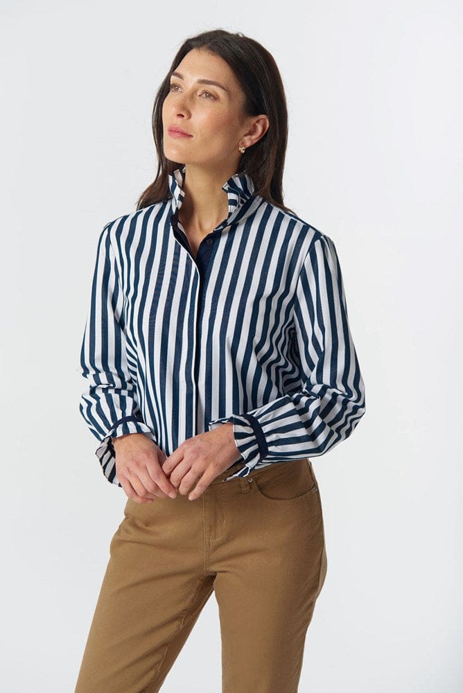 Load image into Gallery viewer, Goondiwindi Cotton Sky Frill Neck Shirt
