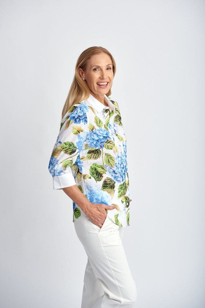 Load image into Gallery viewer, Goondiwindi Cotton Womens 3/4 Sleeve Hydrangea Print Shirt
