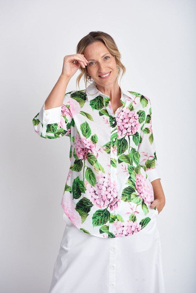 Load image into Gallery viewer, Goondiwindi Cotton Womens 3/4 Sleeve Hydrangea Print Shirt
