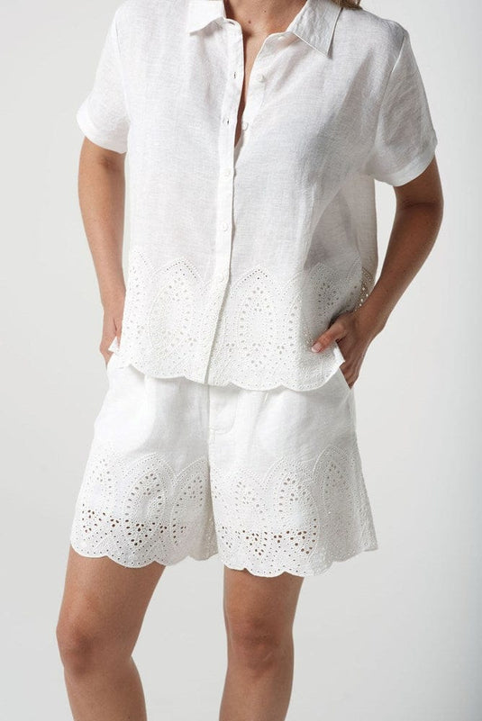 Goondiwindi Cotton Womens Oversized Embroidered Hemline Shirt