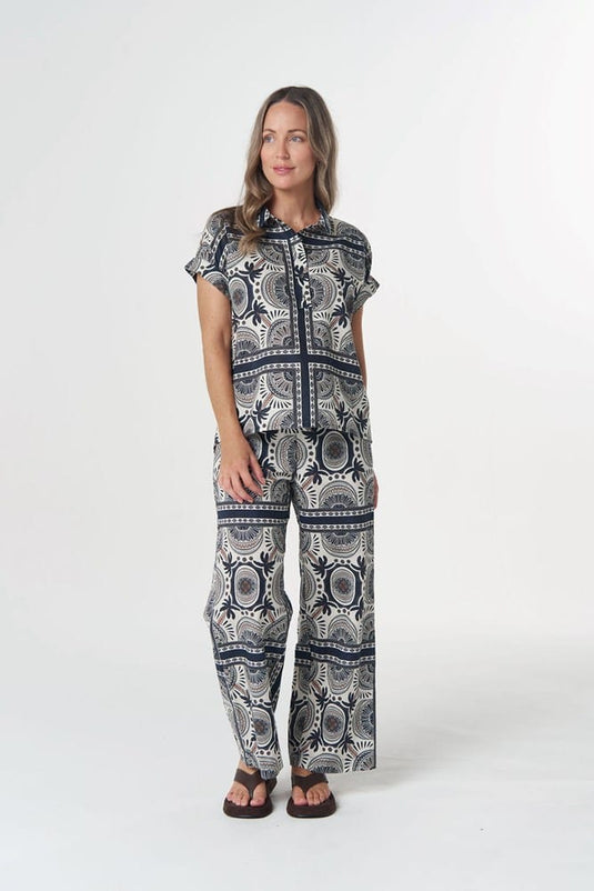 Goondiwindi Cotton Linen Cotton Shirt - Desert Palm Print