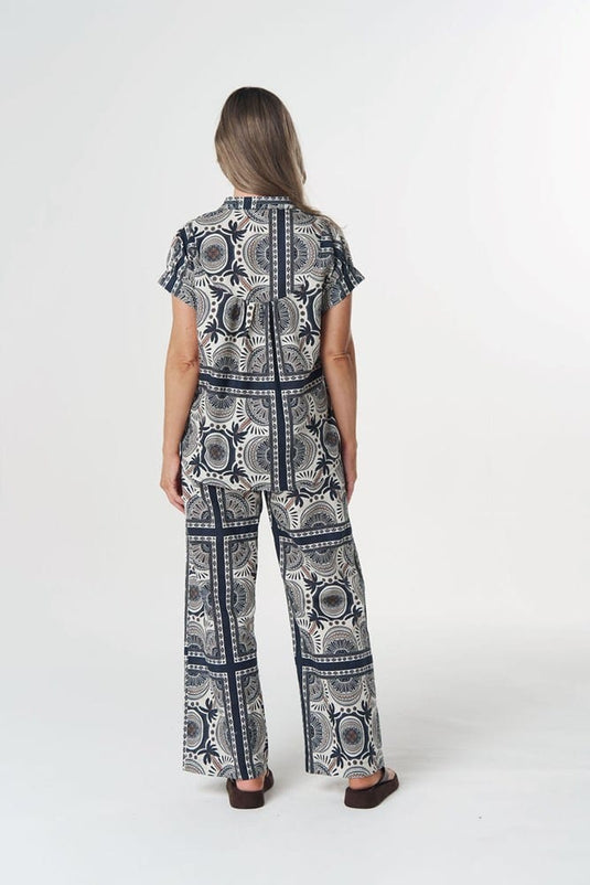 Goondiwindi Cotton Linen Cotton Shirt - Desert Palm Print
