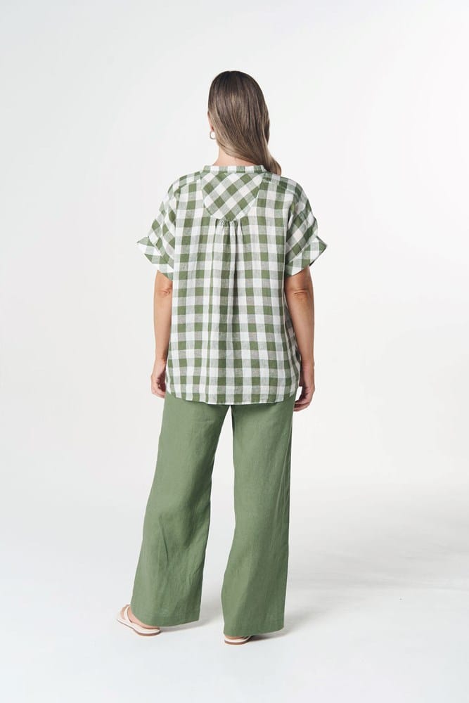Load image into Gallery viewer, Goondiwindi Cotton Honey Linen Blouse - Cedar Green
