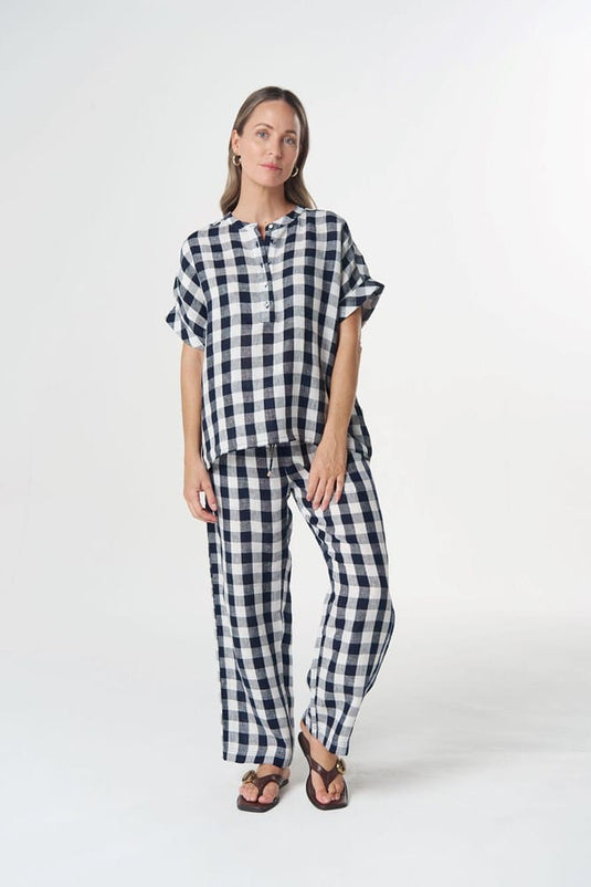 Goondiwindi Cotton Honey Linen Blouse - Dark Navy