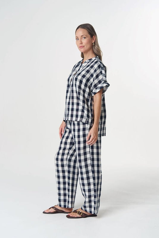 Goondiwindi Cotton Honey Linen Blouse - Dark Navy