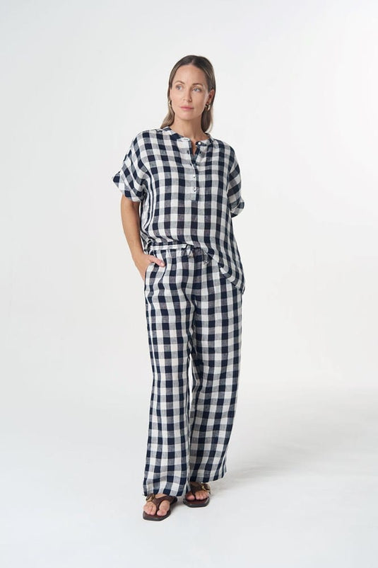 Goondiwindi Cotton Honey Linen Blouse - Dark Navy