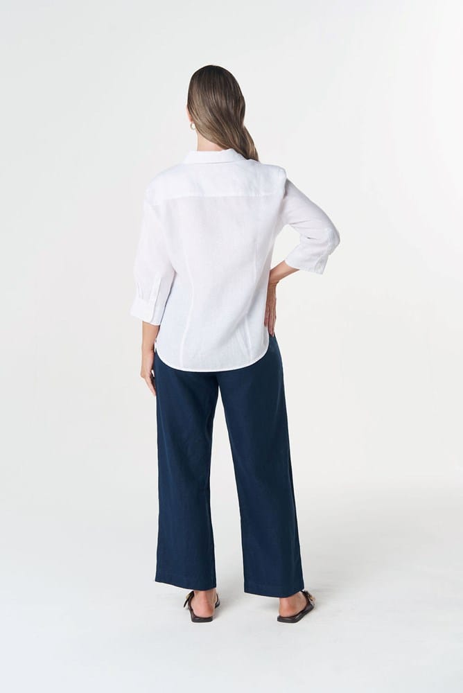 Load image into Gallery viewer, Goondiwindi Cotton Island 3/4 Sleeve Frill Shirt - White
