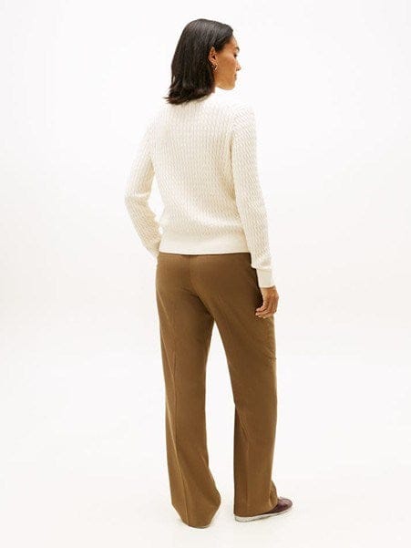 Tommy Hilfiger Womens Cotton Cable V-Neck Sweater