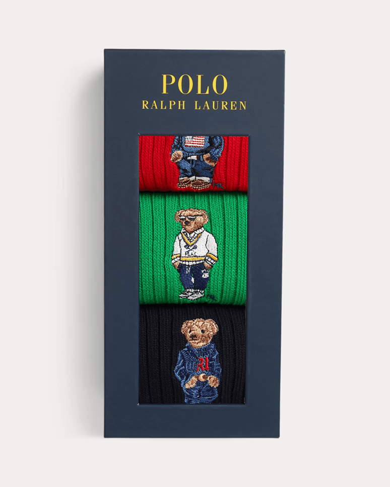 Load image into Gallery viewer, Ralph Lauren Polo Bear Sock Pack - 3 Pair
