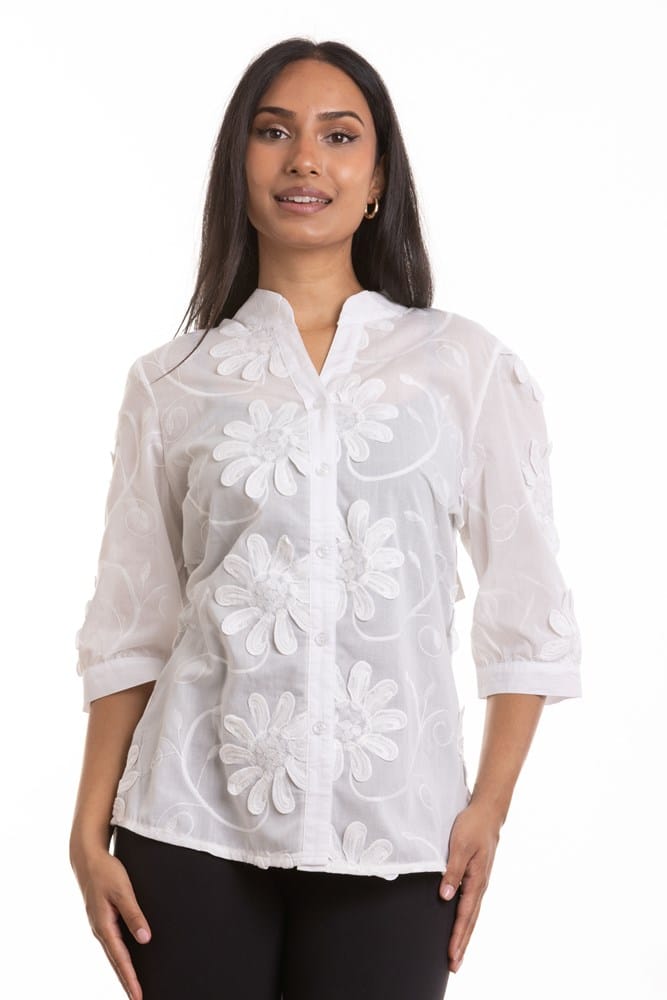 Load image into Gallery viewer, Kleio Womens Embroidered Floral Blouse
