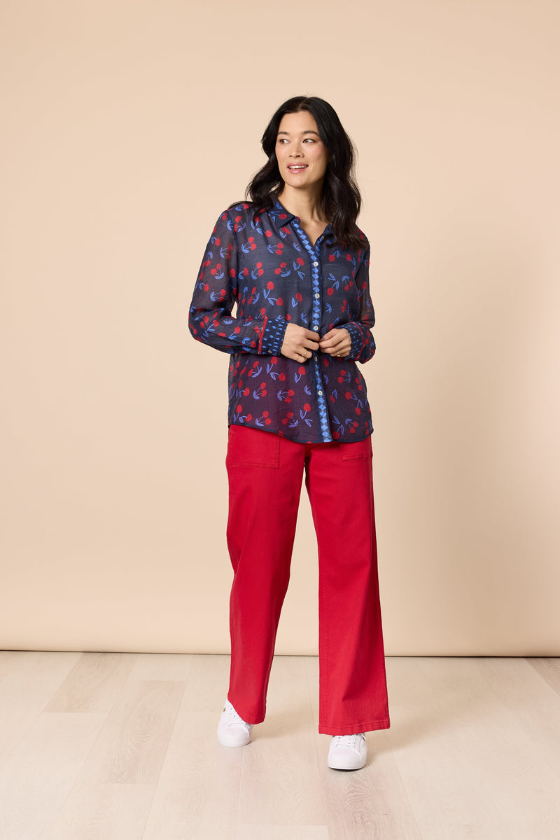 Load image into Gallery viewer, Gordon Smith Cherry Delight Print Sheer Shirt
