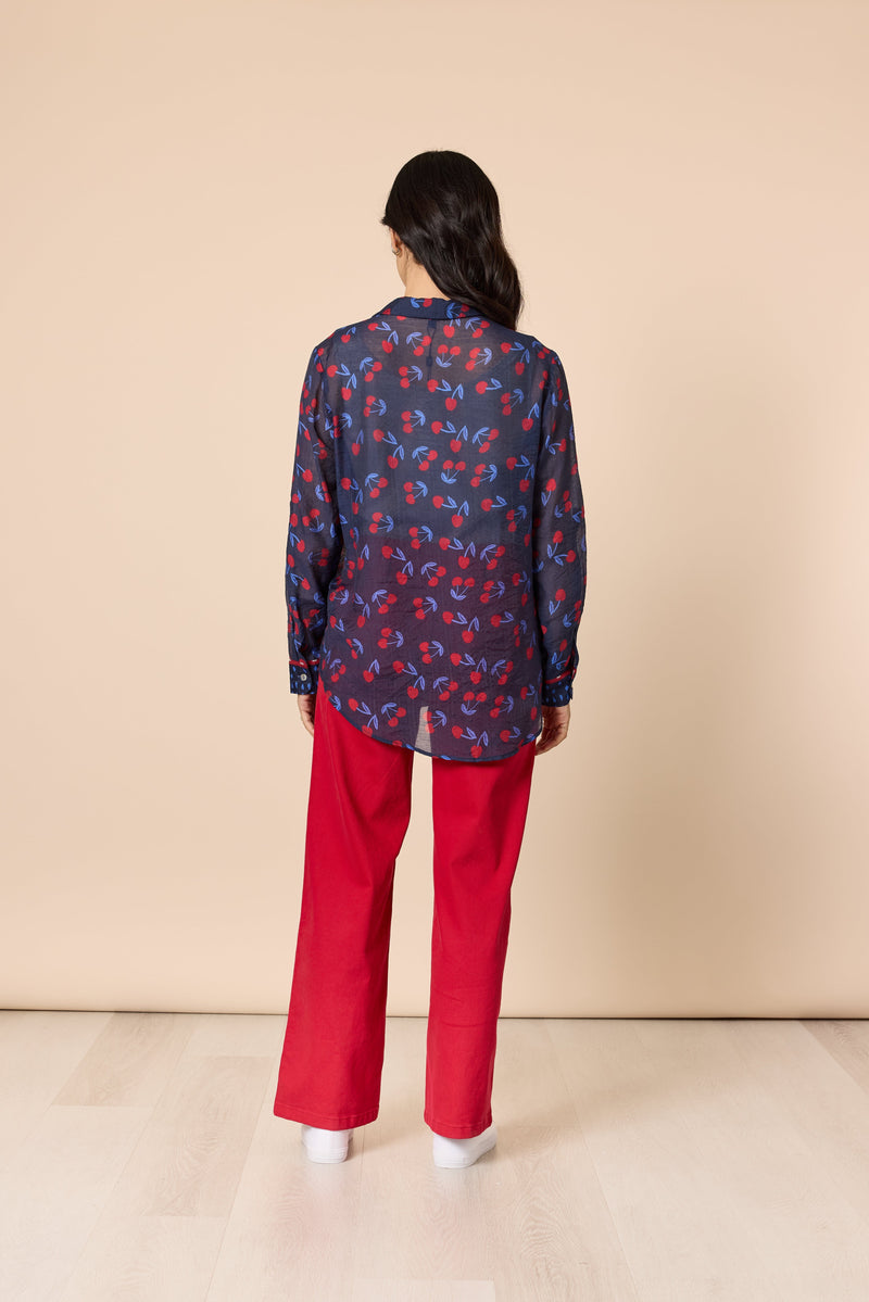 Load image into Gallery viewer, Gordon Smith Cherry Delight Print Sheer Shirt
