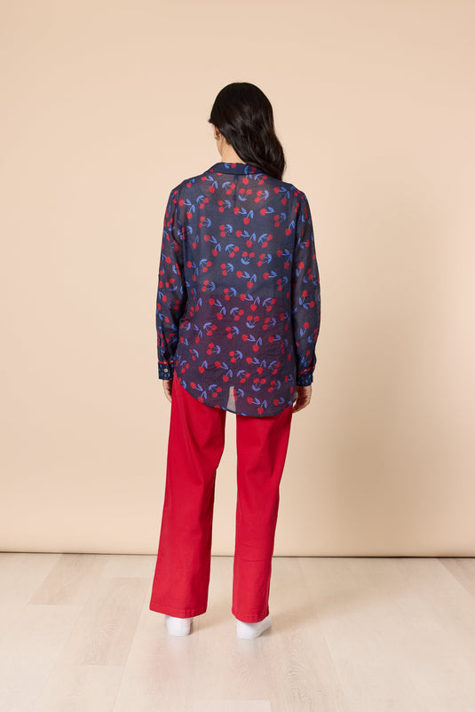 Gordon Smith Cherry Delight Print Sheer Shirt