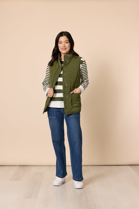 Gordon Smith Womens Hampton Quilted Vest - Khaki