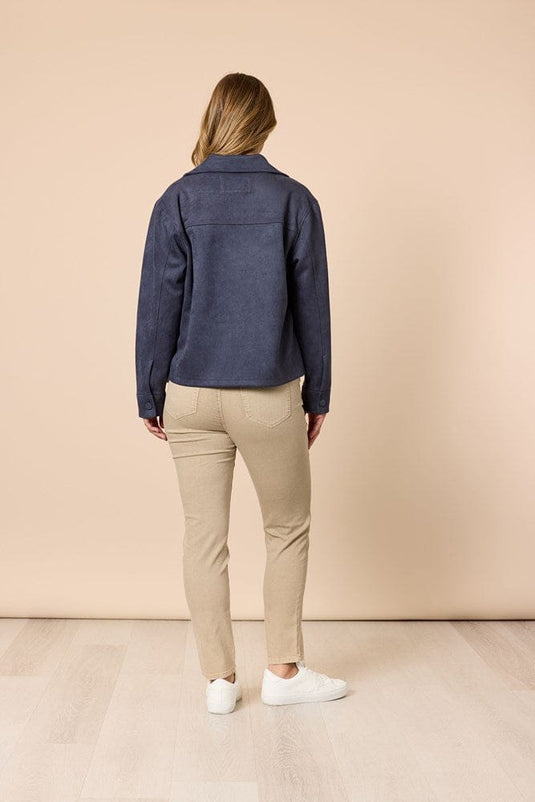 Threadz Womens Downtown Suede Jacket - Indigo