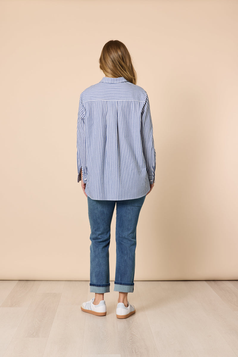 Load image into Gallery viewer, Threadz Womens Liberty Stripe Shirt - Blue/White
