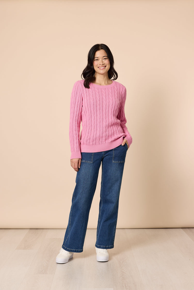 Load image into Gallery viewer, Gordon Smith Womens Hampton Cable Jumper - Pink
