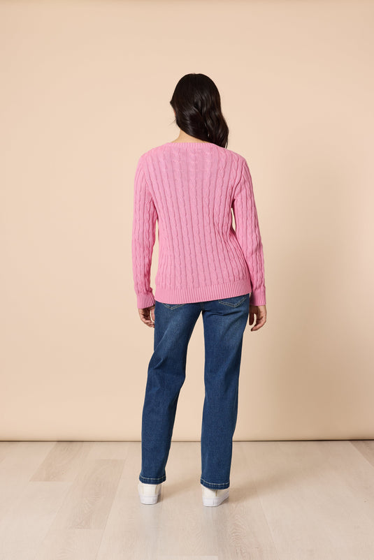 Gordon Smith Womens Hampton Cable Jumper - Pink