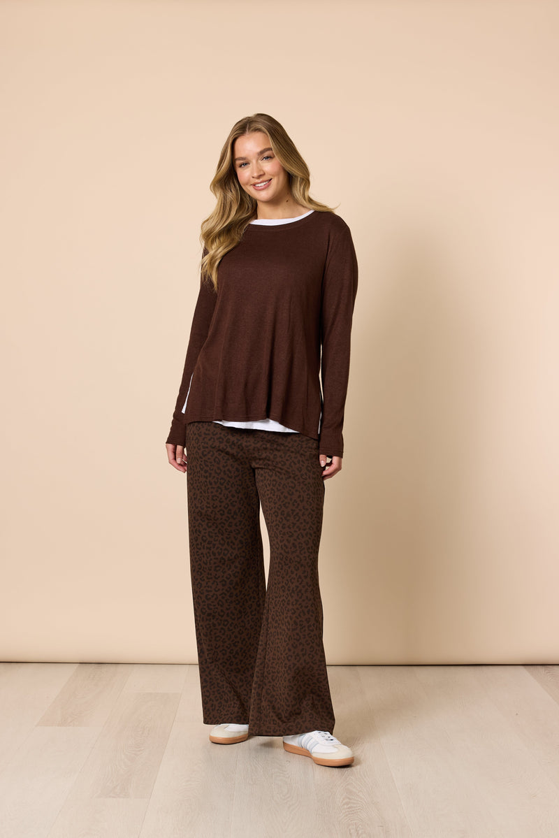 Load image into Gallery viewer, Threadz Womens Alicia 2 in 1 Top - Coffee
