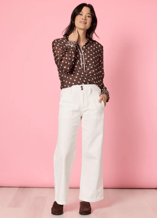 Load image into Gallery viewer, Gordon Smith Aurora Spot Sheer Shirt - Coffee/White
