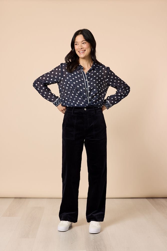 Load image into Gallery viewer, Gordon Smith Aurora Spot Sheer Shirt - Navy/White
