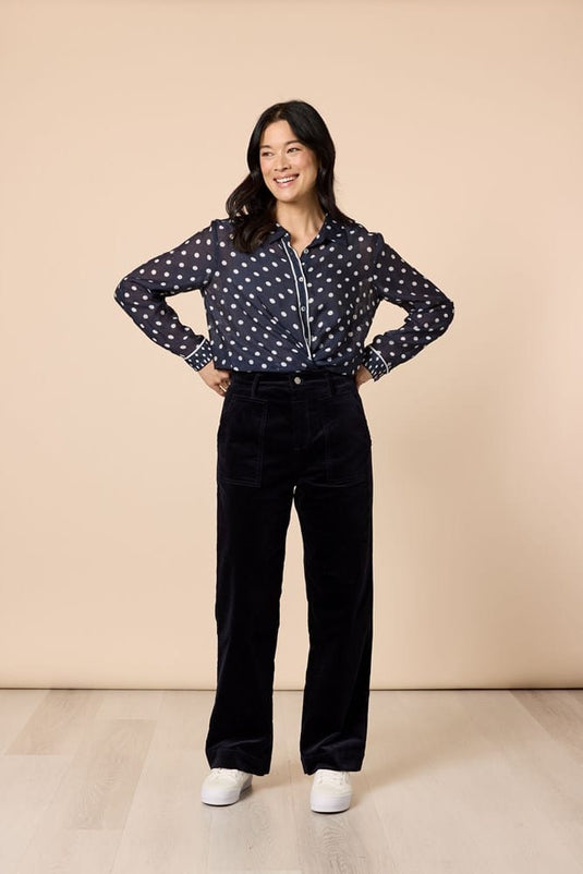Gordon Smith Aurora Spot Sheer Shirt - Navy/White