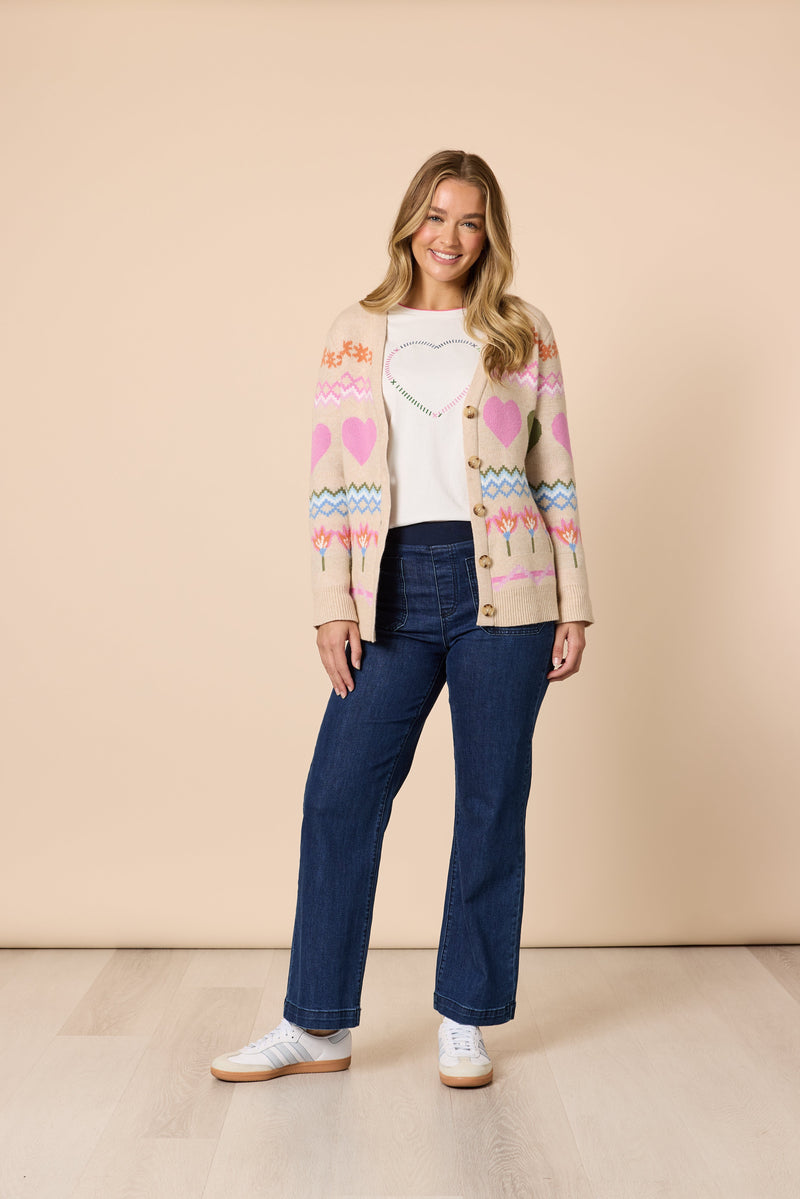 Load image into Gallery viewer, Threadz Womens Carpenter Wide Leg Pull on Jean - Dark Denim
