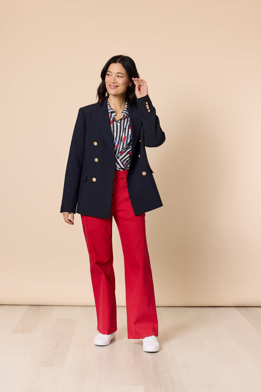 Gordon Smith Womens Hudson High Rise Wide Leg Jean - Red