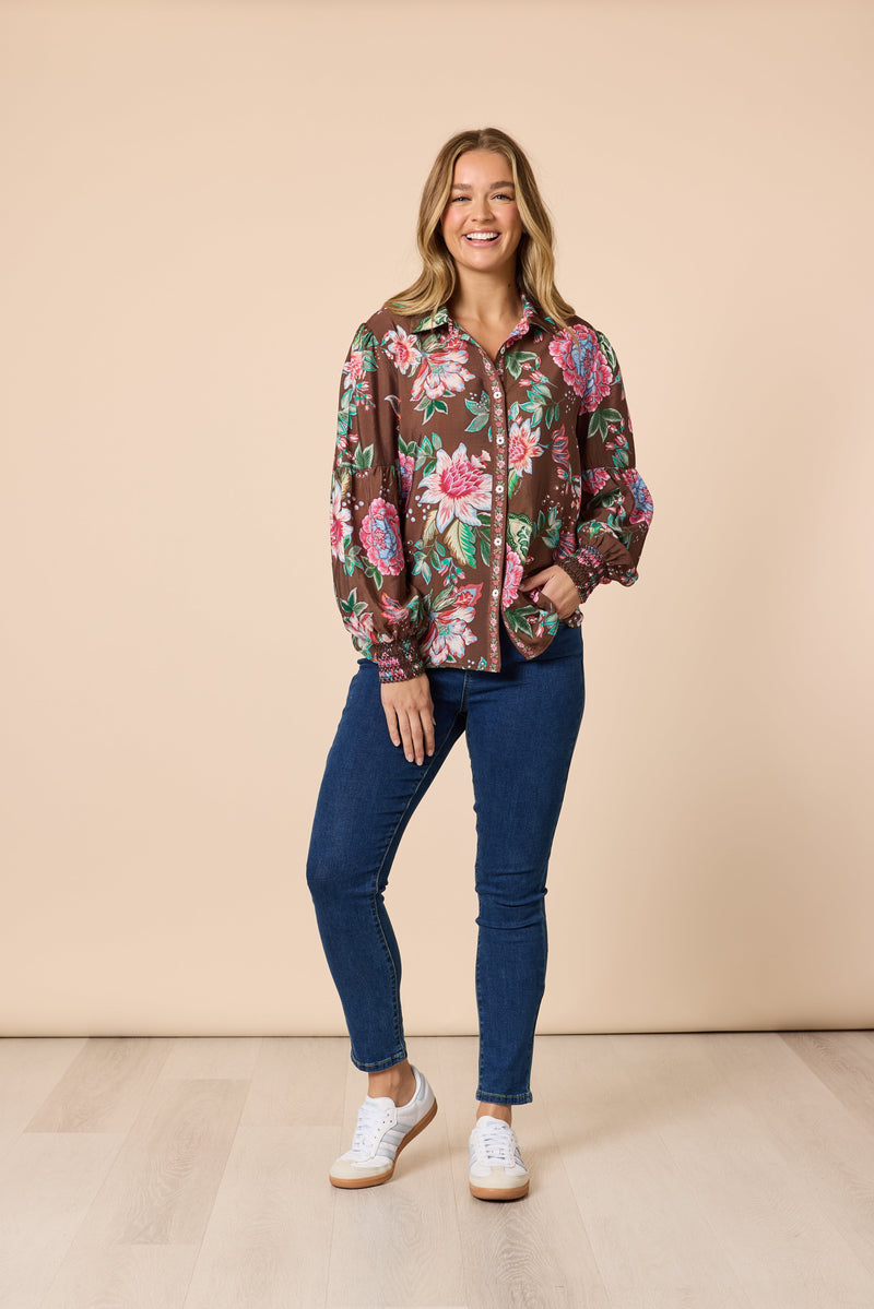 Load image into Gallery viewer, Threadz Womens Bouquet Print Shirt
