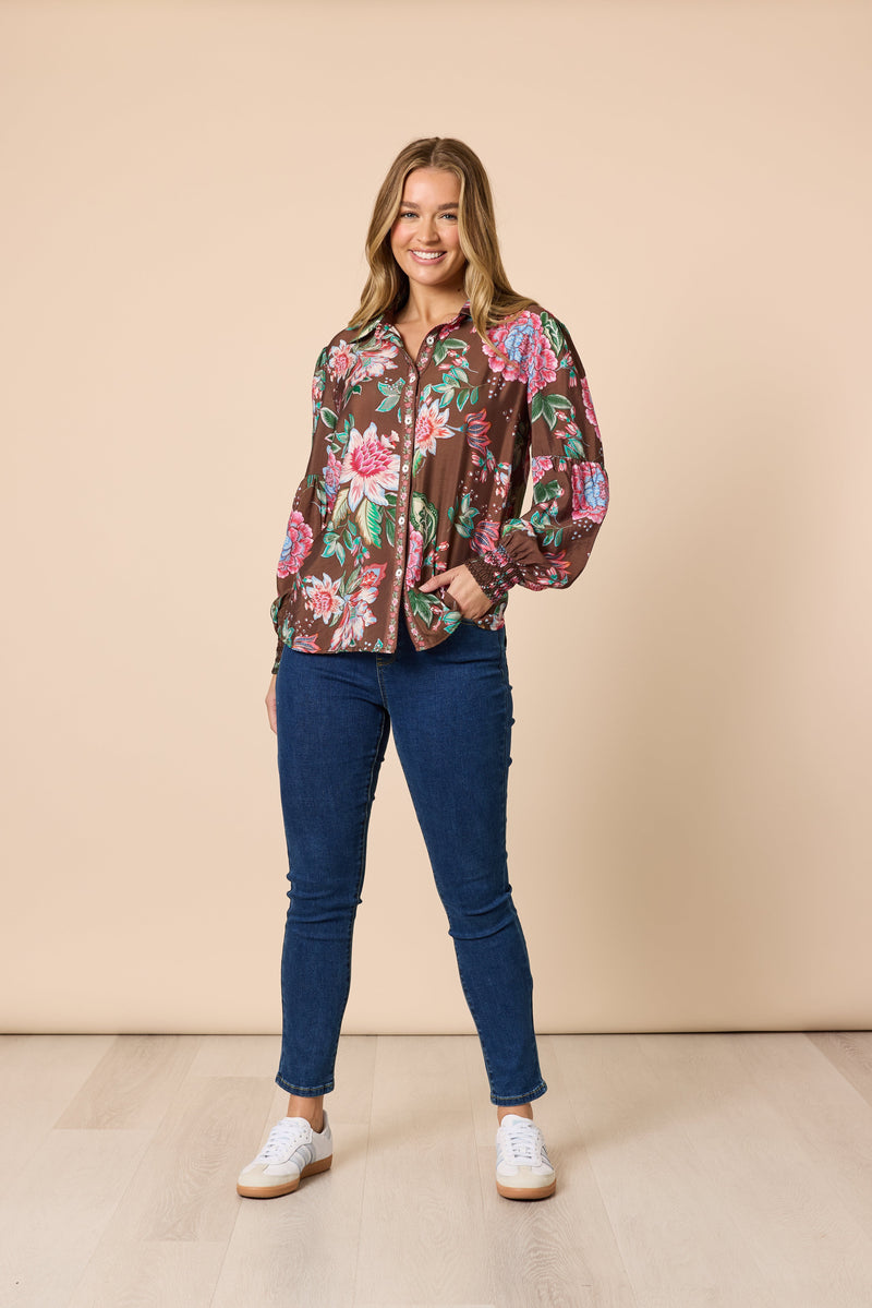 Load image into Gallery viewer, Threadz Womens Bouquet Print Shirt
