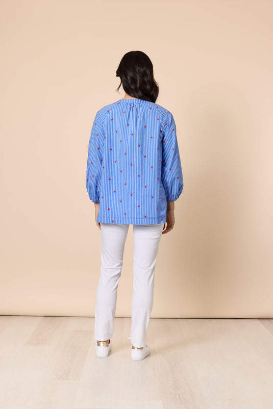 Gordon Smith Cherish Embroidered Heart Stripe Top