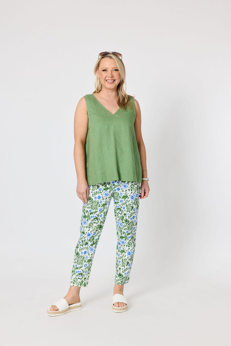Load image into Gallery viewer, Gordon Smith Womens Bayside Floral Print Slim Leg Pant - Fern Multi
